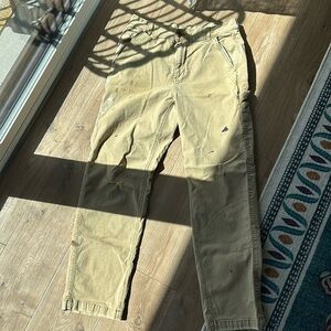 Distressed vintage American eagle canvas carpenter pant khaki stretch 12 size 32